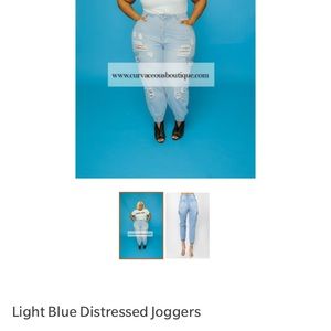 Light blue distressed joggers